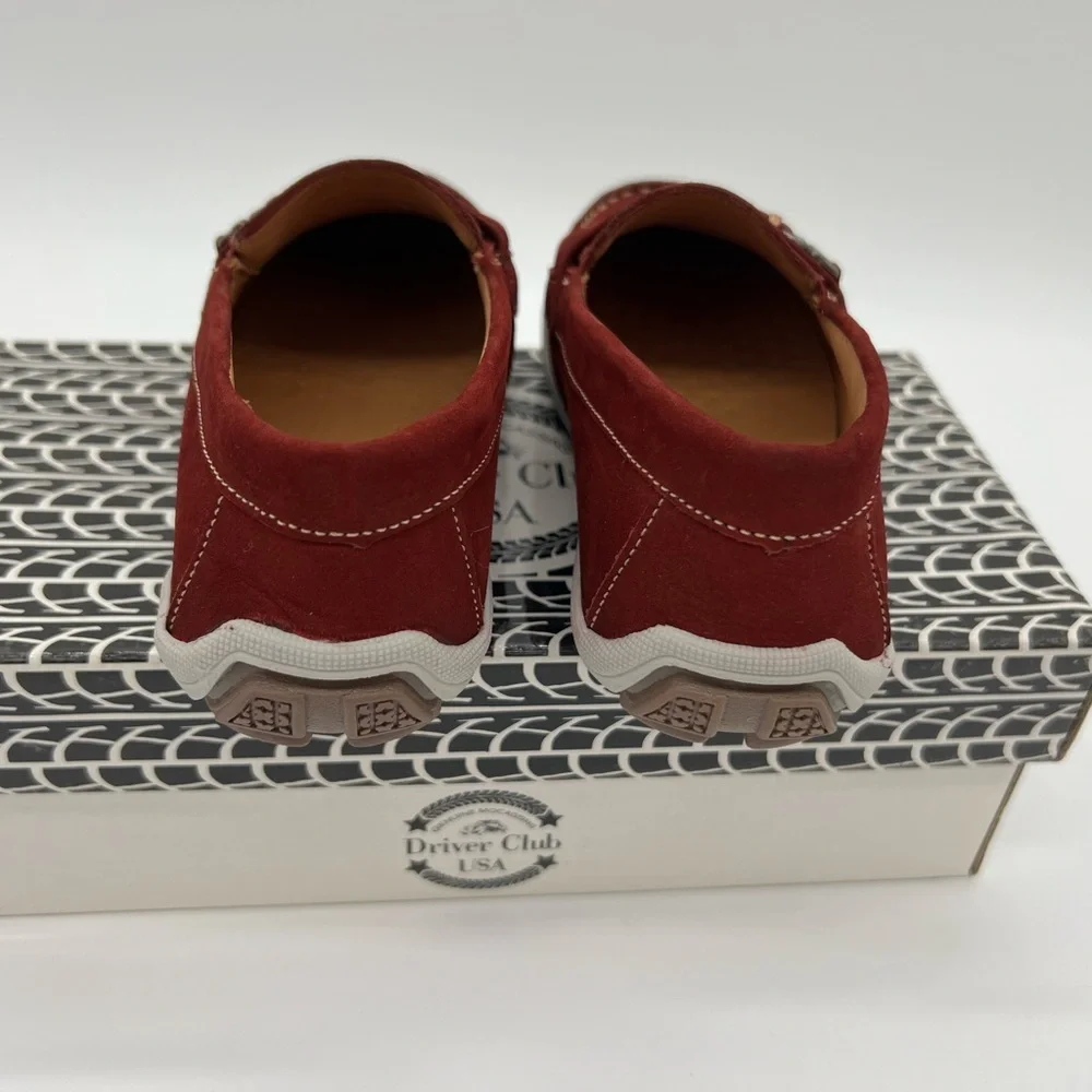 Driver Club USA Unisex-Child Boys/Girls Leather Driving Loafer Sz 13 dark red